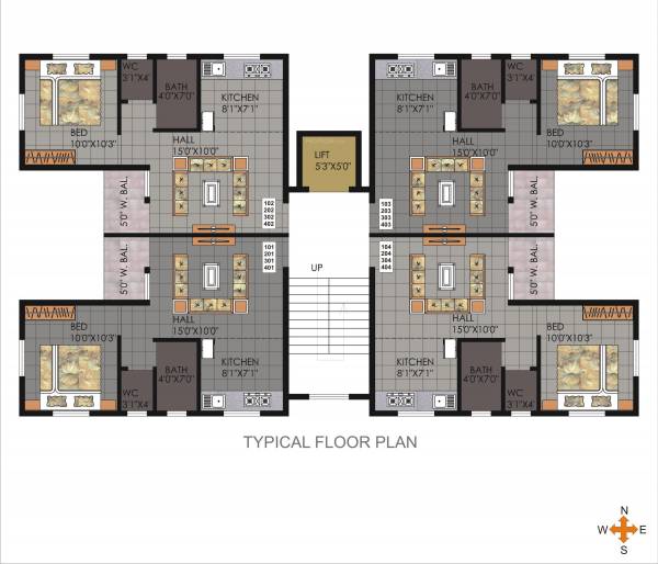  gauri-c 650 Cluster Plan from 1st to 4th Floor
