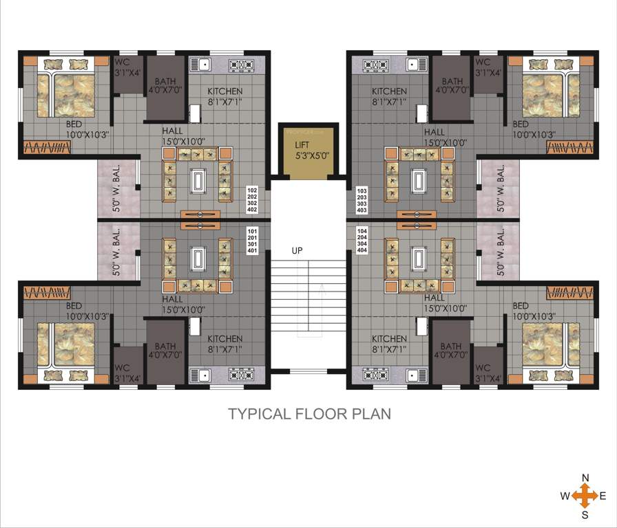  gauri c 650 Cluster Plan from 1st to 4th Floor