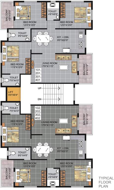  glory Aaradhya Glory Cluster Plan from 1st to 4th Floor