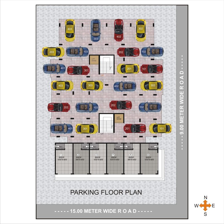  presedency Building 1 & 2 Stilt Floor Cluster Plan