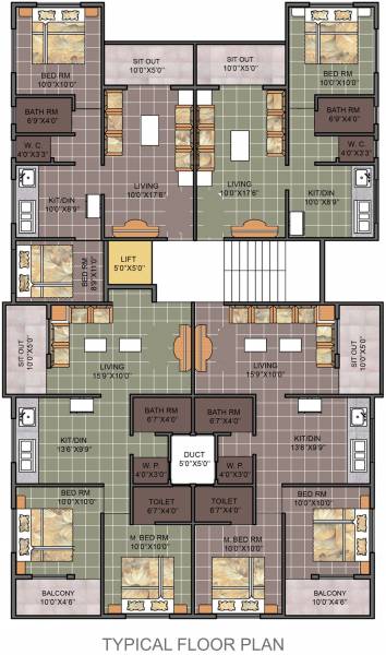  prestige Aaradhya Prestige Typical Cluster Plan