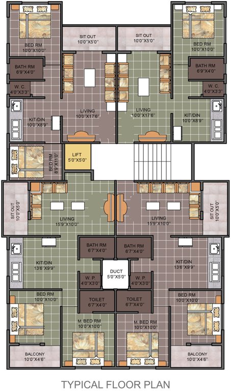  prestige Aaradhya Prestige Typical Cluster Plan