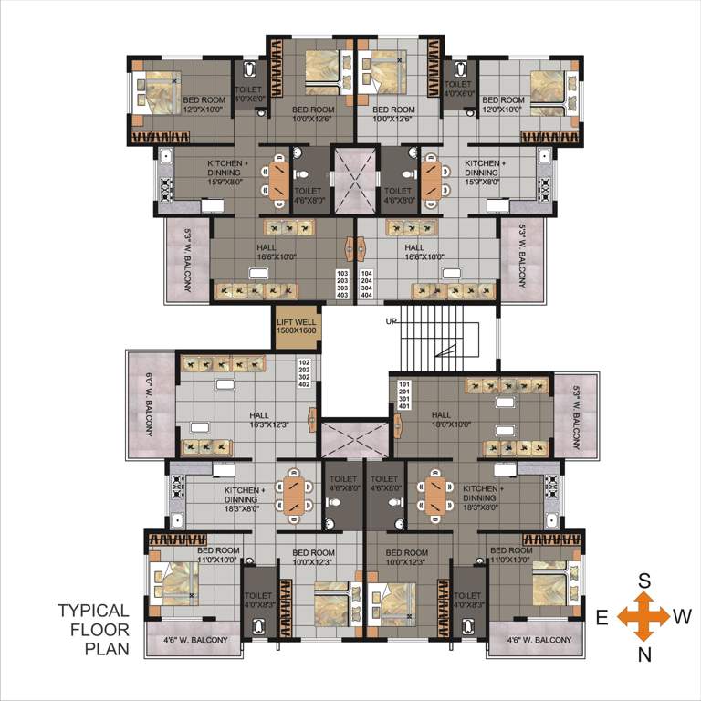  regency Building 1 Cluster Plan from 1st to 4th Floor