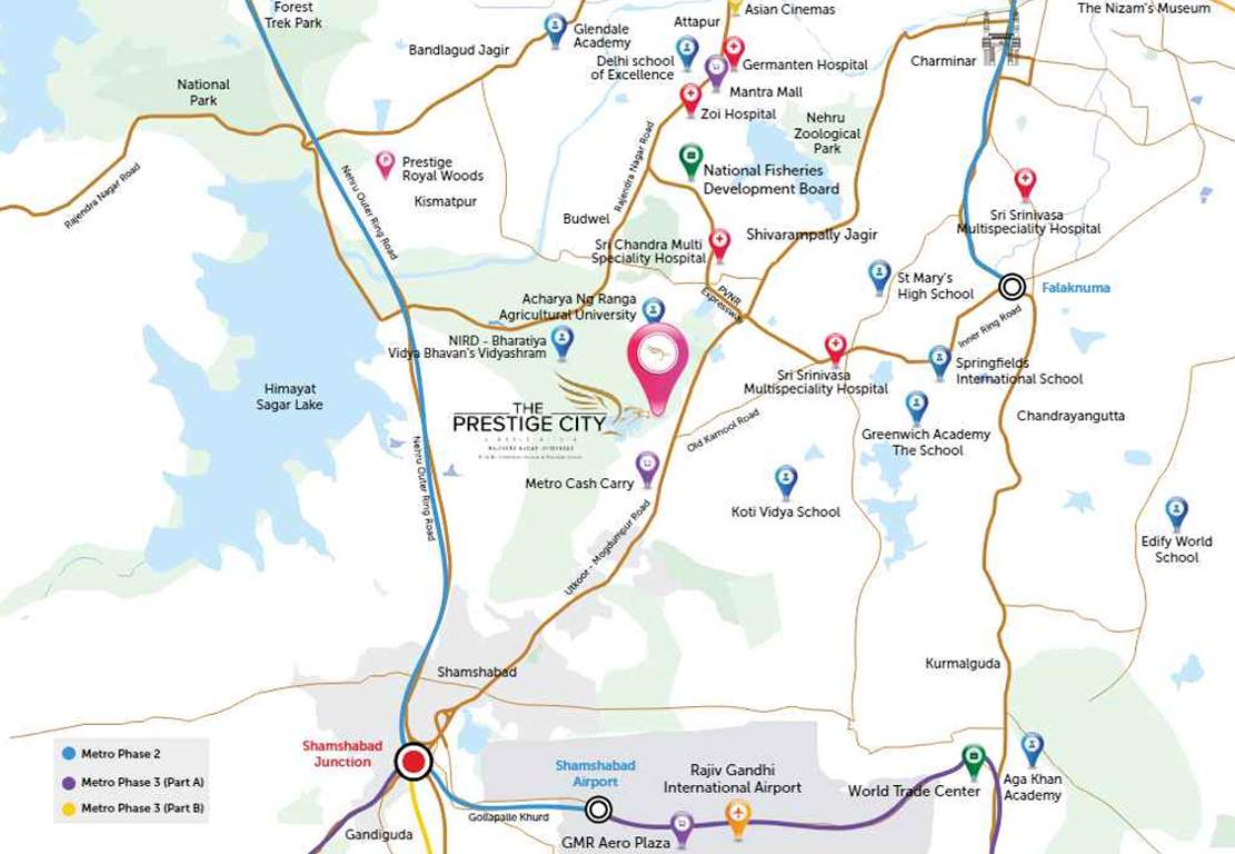  the prestige city hyderabad villas Location Plan