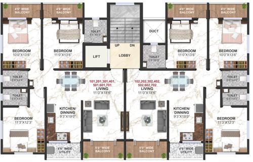  tulip Aaradhya Tulip Cluster Plan from 1st to 7th Floor