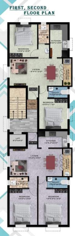  ragavi flats Ragavi Flats Cluster Plan from 1st to 3rd Floor