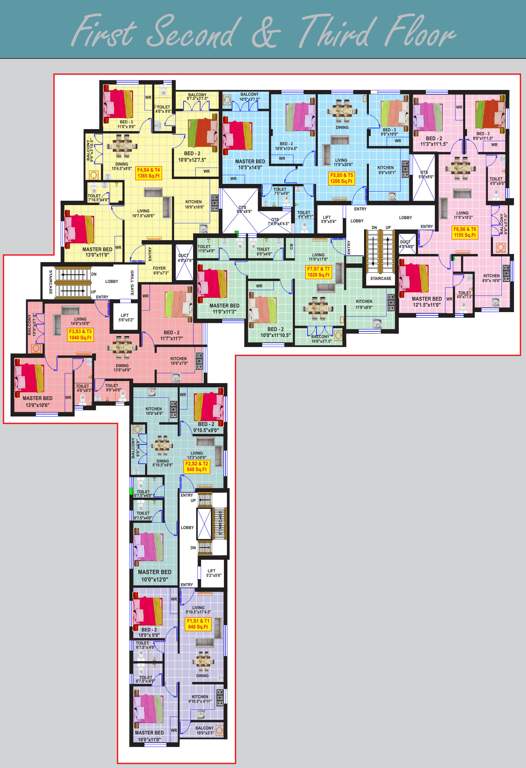  lotus park Eeshani Lotus Park Cluster Plan from 1st to 3rd Floor