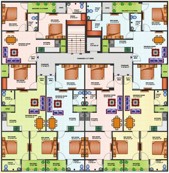  homes Super Homes Cluster Plan from 1st to 4th Floor