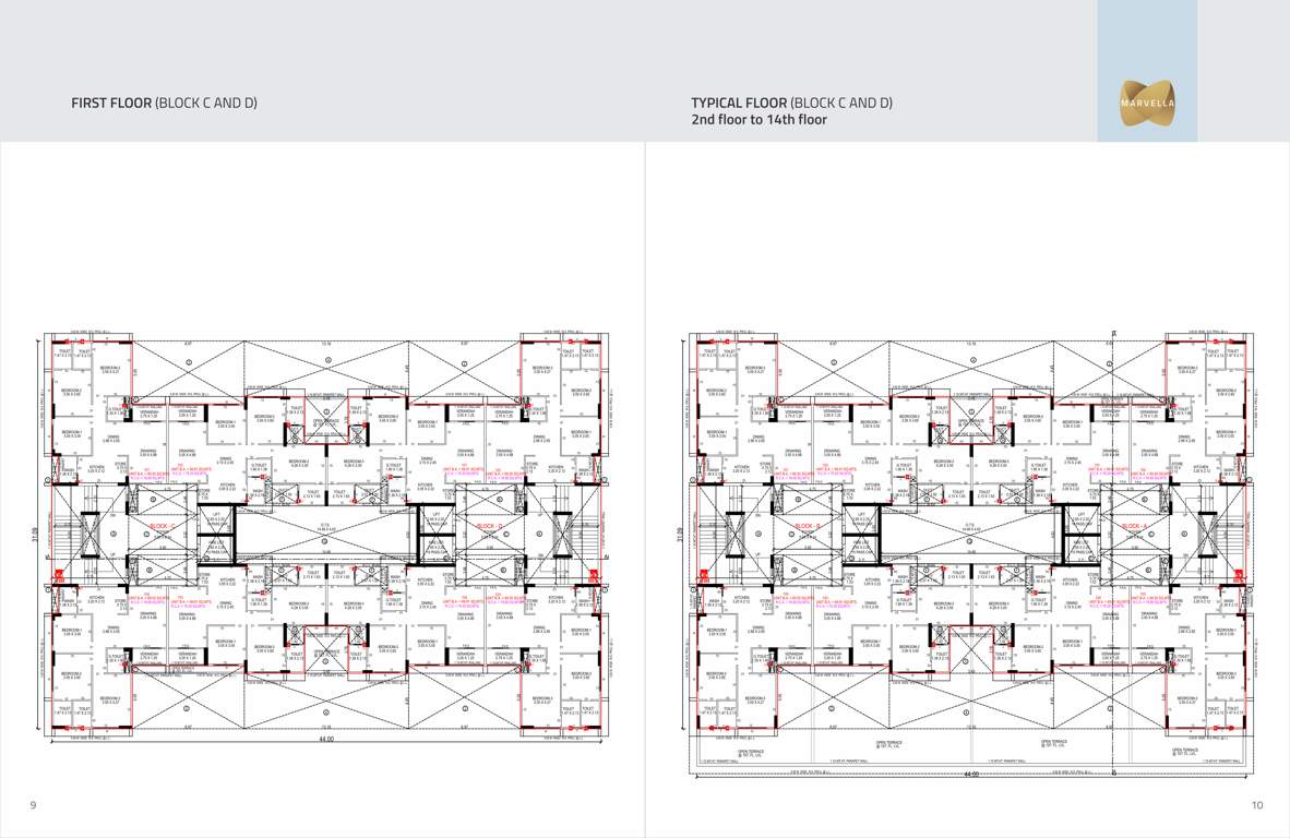  marvella Block C And D Cluster Plan from 1st to 14th Floor