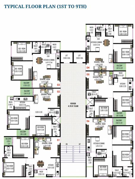  orchid-sky Block A Cluster Plan from 1st to 9th Floor