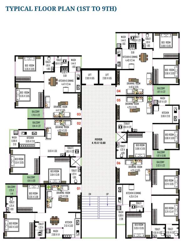  orchid sky Block A Cluster Plan from 1st to 9th Floor