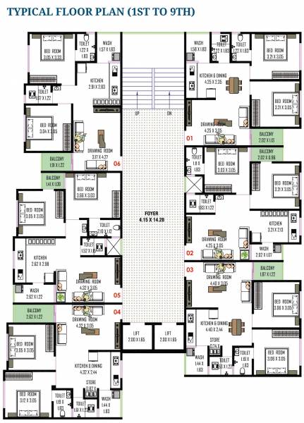  orchid-sky Block B Cluster Plan from 1st to 9th Floor