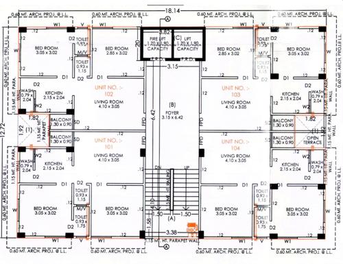  ajnesh-appartment Ajnesh Appartment Cluster Plan For 1st Floor