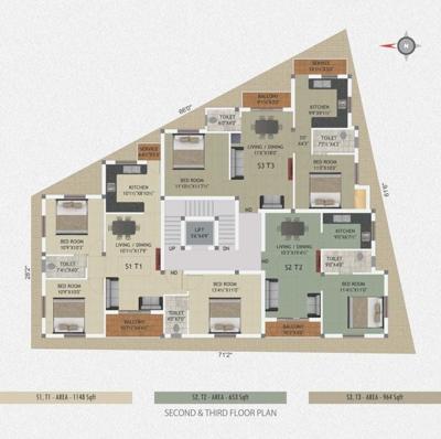  sai-shrishti-flats Sai Shrishti Flats Cluster Plan from 2nd to 3rd Floor