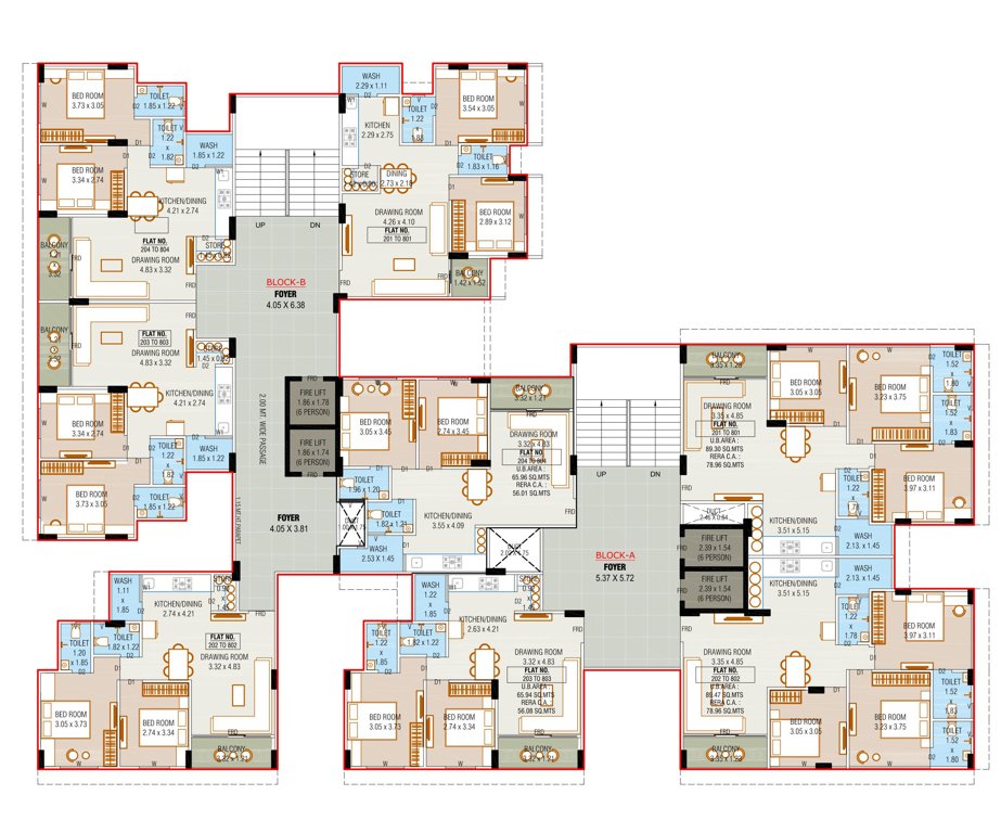  aura parisar Block A And B Cluster Plan From 2nd To 8th Floor