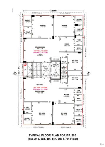  kajal-blossom 1 (FP 305) Cluster Plan from 1st to 7th Floor