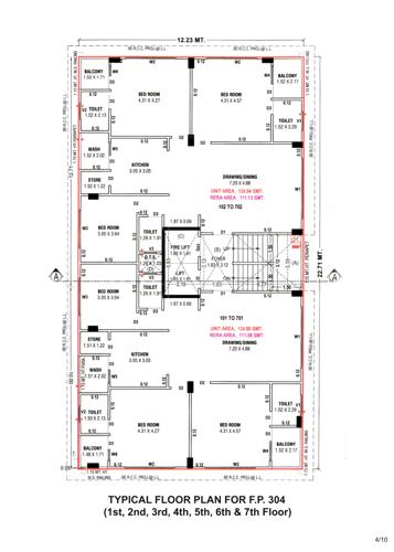  kajal-blossom 2 (FP 304) Cluster Plan from 1st to 7th Floor