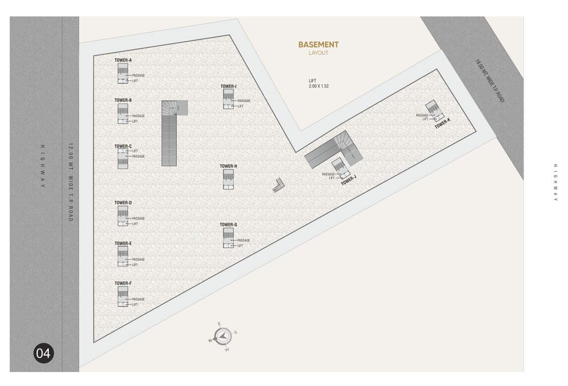 shree siddheshwar helenium Block A,B,C,D,E,F,G,H,I,J & K Basement Floor Cluster Plan