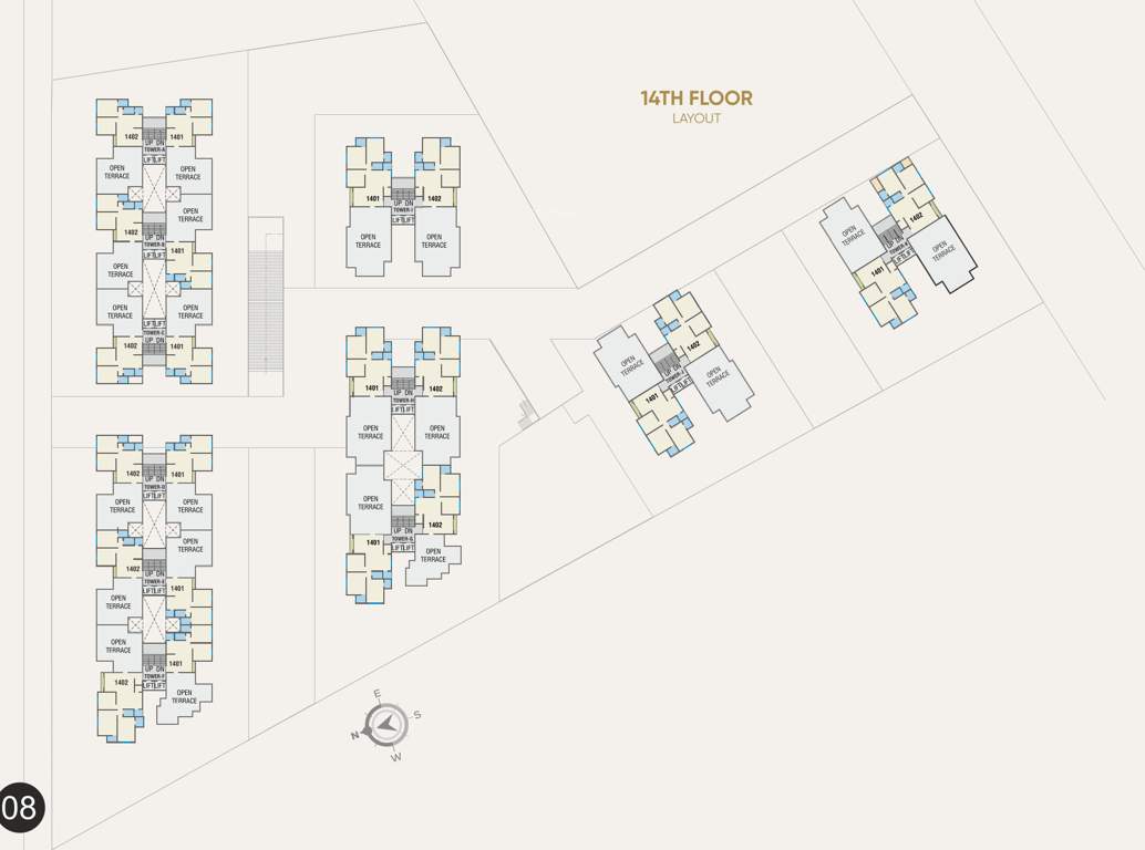 shree siddheshwar helenium Block A,B,C,D,E,F,G,H,I,J & K Cluster Plan for 14th Floor