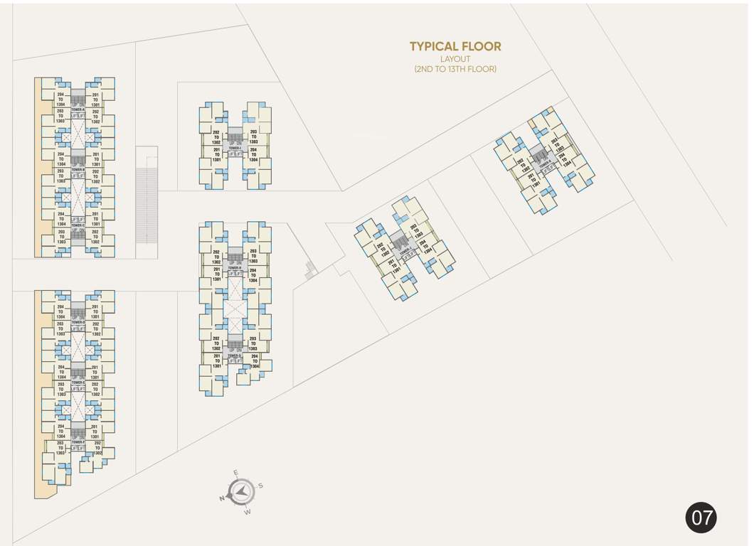 shree siddheshwar helenium Block A,B,C,D,E,F,G,H,I,J & K Cluster Plan from 2nd to 13th Floor