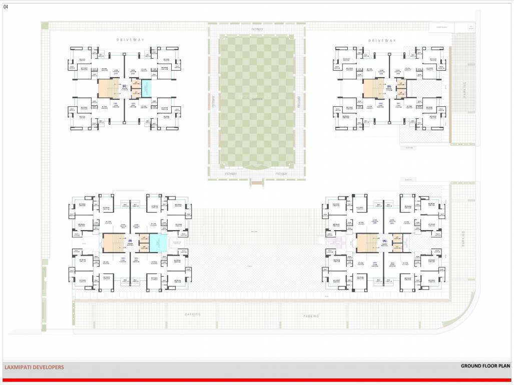  euphoria Block A, Block B, Block C, Block D  Cluster Plan for ground Floor