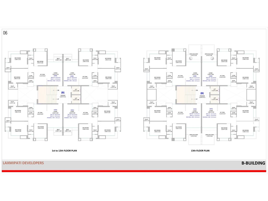  euphoria Block B Cluster Plan from 1st to 13th Floor
