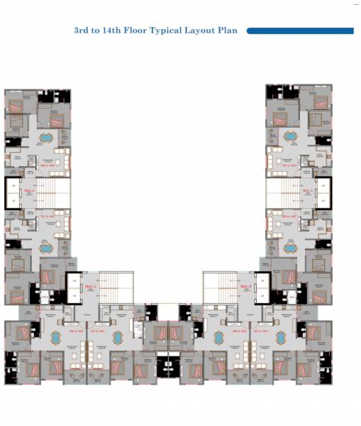  devashish Block A,B,C & D Cluster Plan from 3rd to 14th Floor