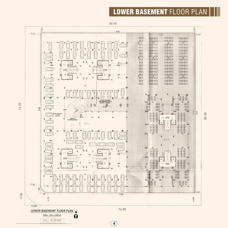  arihant dream Block A To F Cluster Plan for Lower Basement Floor