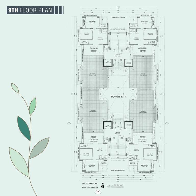  arihant dream Block E And F Cluster Plan for 9th Floor