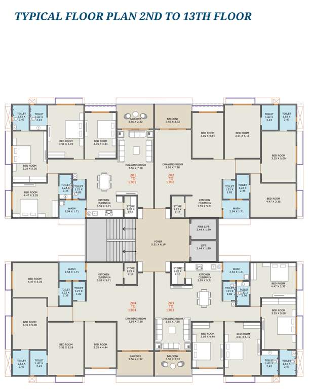  radhe atlantis Radhe Atlantis Cluster Plan from 2nd to 13th Floor
