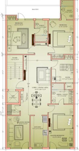  luxury-floors Luxury Floors Cluster Plan from 1st to 4th Floor