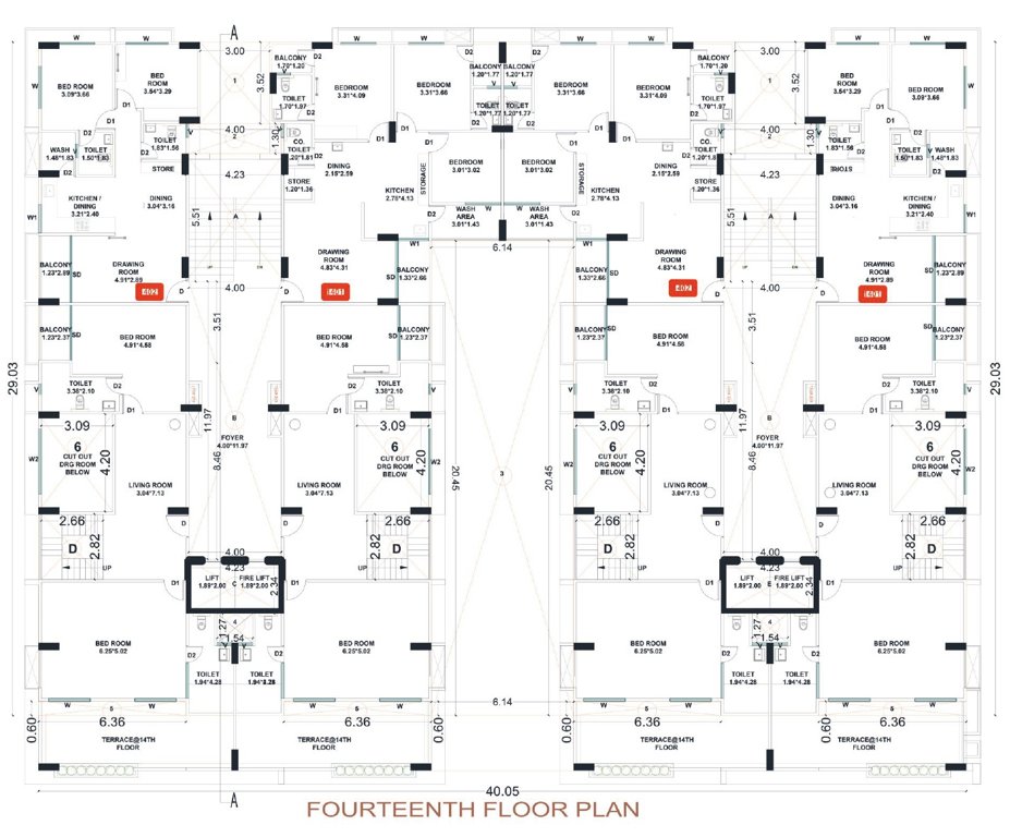  swarnim paradise phase 2 Block D  And Block E Cluster Plan for 14th Floor