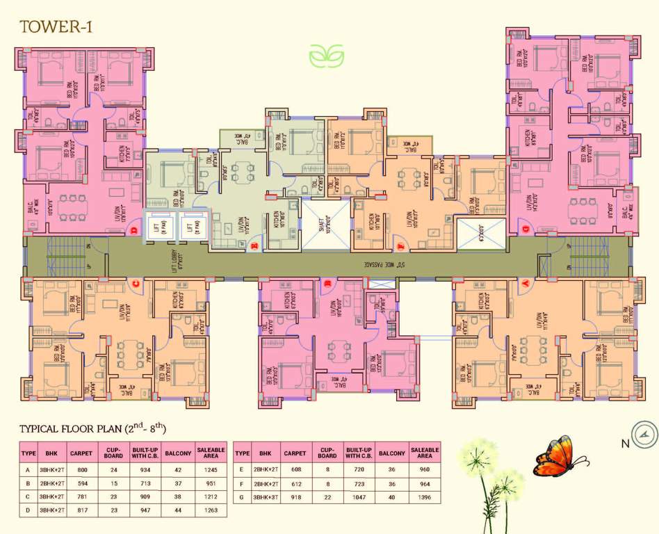  city madhyamgram Tower 1 Cluster Plan from 2nd to 8th Floor