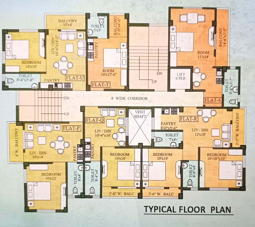maa tara apartment Block 1,2,3,4,5,6,7,8 & 9 Typical Floor Cluster Plan