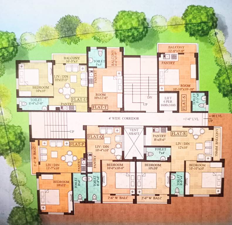 maa tara apartment Block 1,2,3,4,5,6,7,8 & 9 Typical Floor Cluster Plan