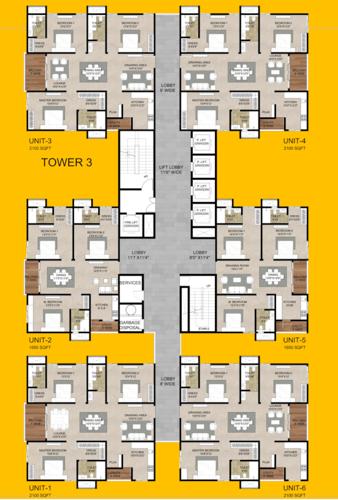 phase-2-tellapur Tower E,F,G,H & I Cluster Plan from 1st to 38th Floor