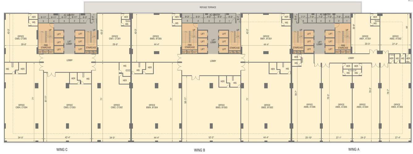  amar business zone Wing A Cluster Plan From 9th And 13th Floor