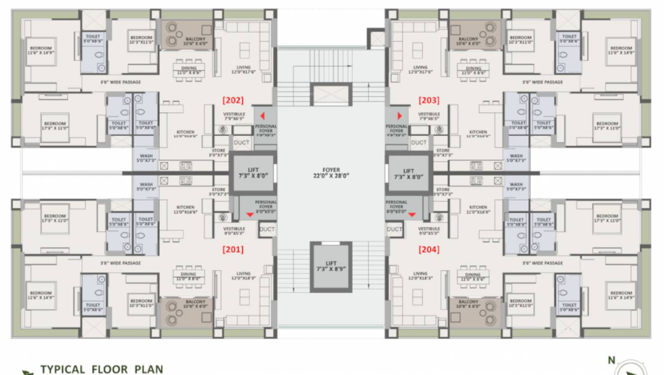 greenfield Tower 1, 2, 3 Typical Cluster Plan