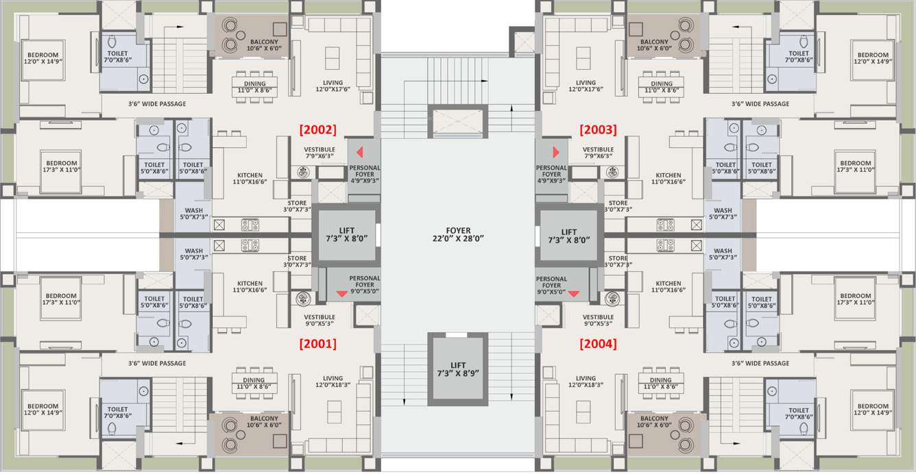 greenfield Tower 1,2 And 3 Cluster Plan For 20th Lower PenthouseFloor