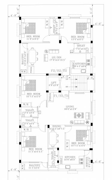  homes Homes Cluster Plan from 1st to 3rd Floor