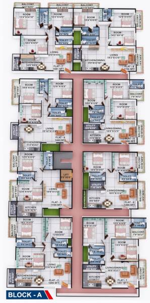  krishna-residency Block A Cluster Plan from 1st to 4th Floor