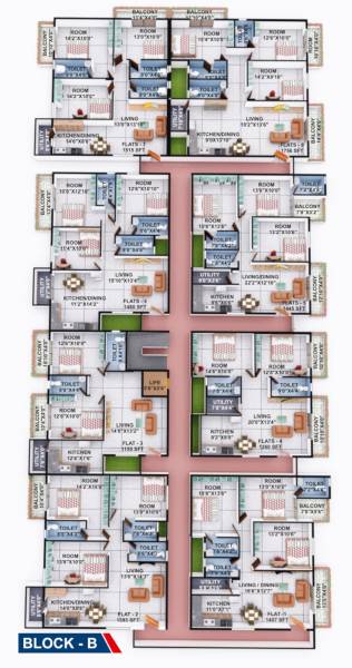  krishna-residency Block B Cluster Plan from 1st to 4th Floor