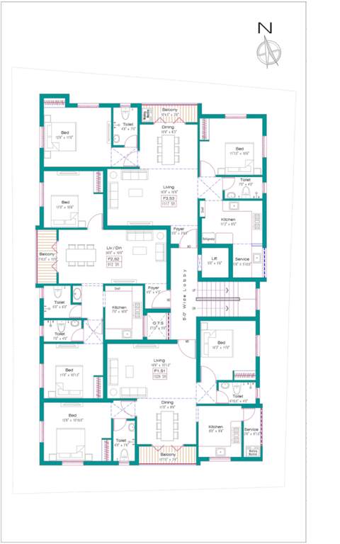  chenthur flats Chenthur Flats Cluster Plan from 1st to 2nd Floor