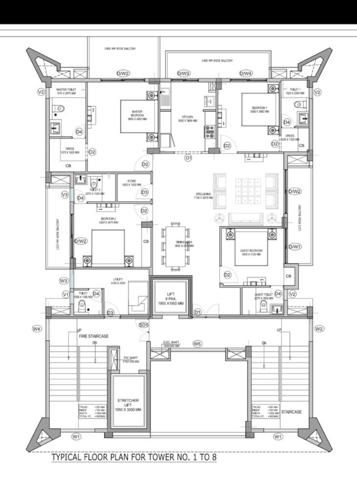Aqua, Bliss, Coral, Dune, Eden, Flora, Gaura And Humming Tower Cluster Plan for Typical Floor the-resort Aqua, Bliss, Coral, Dune, Eden, Flora, Gaura And Humming Tower Cluster Plan for Typical Floor