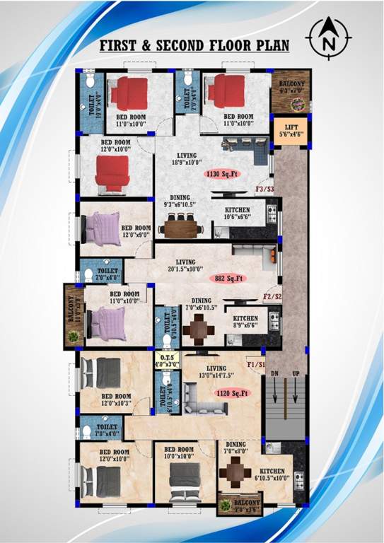  suprabatham flats Suprabatham Flats Cluster Plan from 1st to 2nd Floor