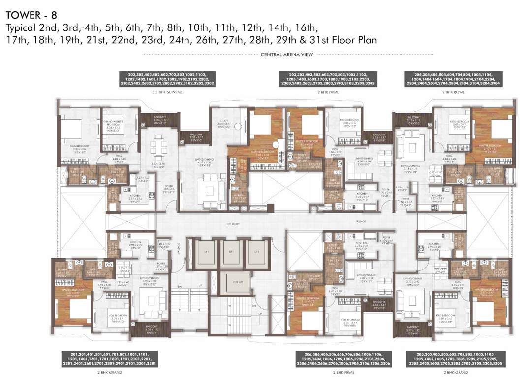  island of joy project b Tower 08 Cluster Plan For 2nd To 31st Floor  9th, 15th, 20th, 25th, 30th Floor