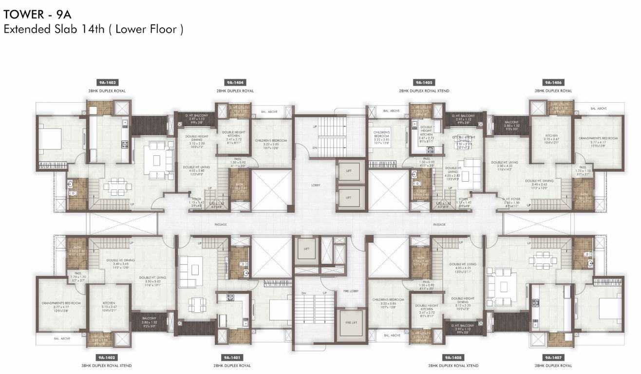  island of joy project b Tower 9A 14th Floor Lower Cluster Plan