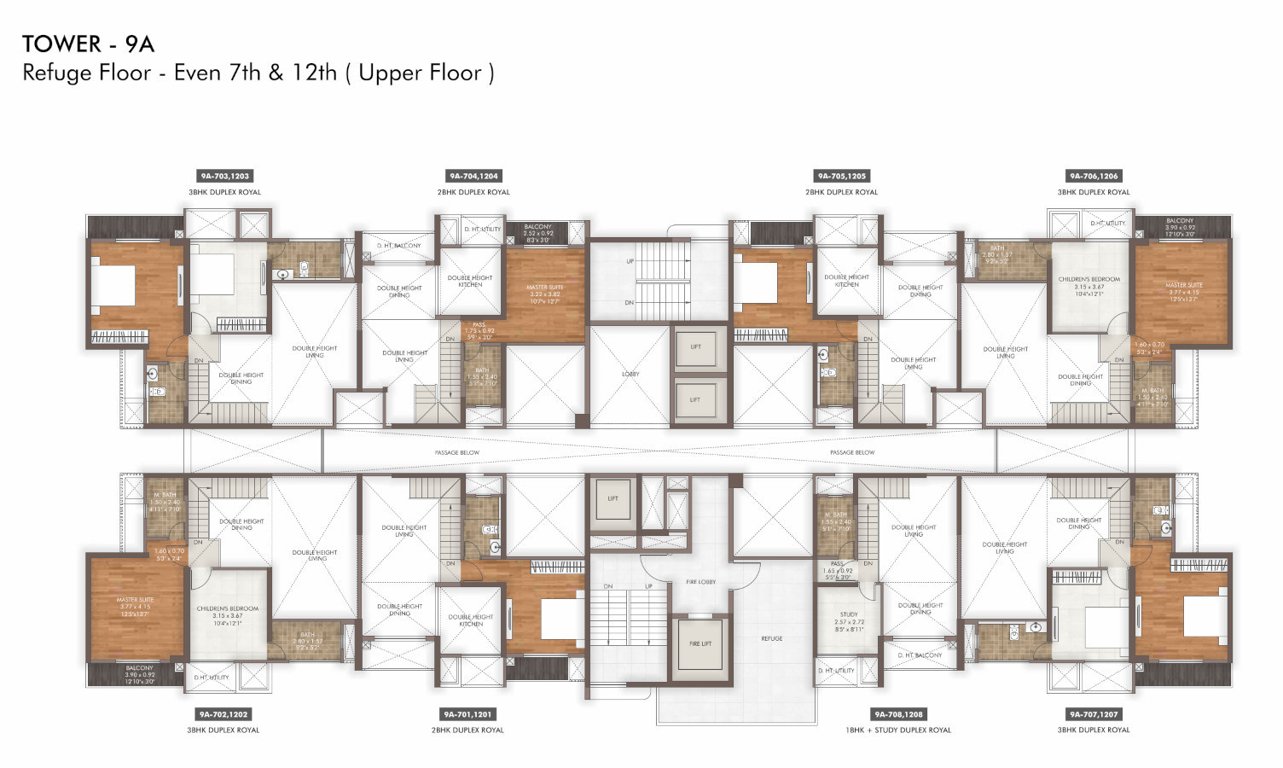 island of joy project b Tower 9A 7th & 12th Upper Floor Cluster Plan