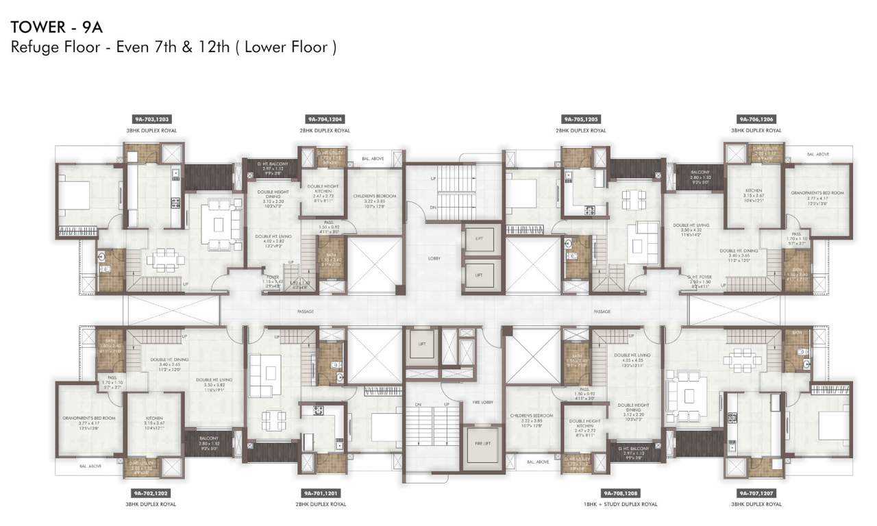  island of joy project b Tower 9A Cluster Plan For Lower  7th & 12th Floor