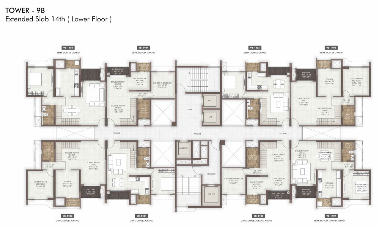  island of joy project b Tower 9B 14th Floor Lower Cluster Plan